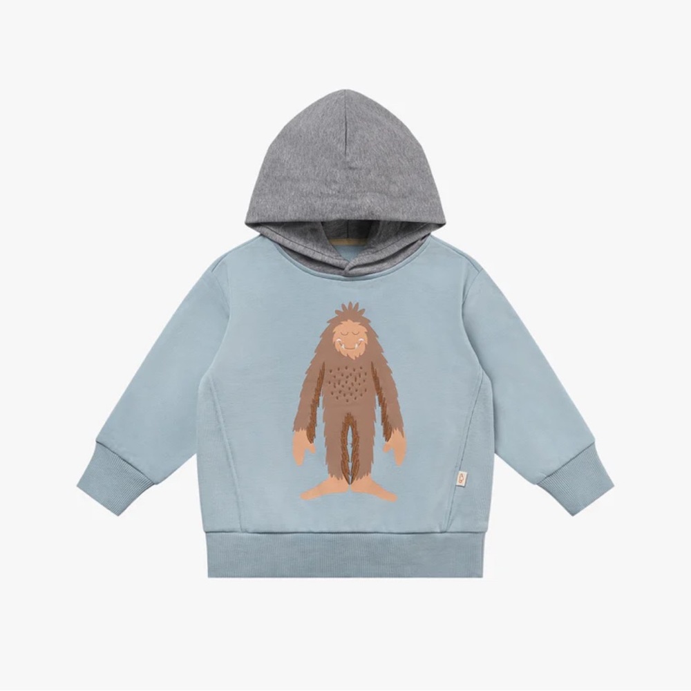 Gray and Blue Bigfoot Kids Hoodie